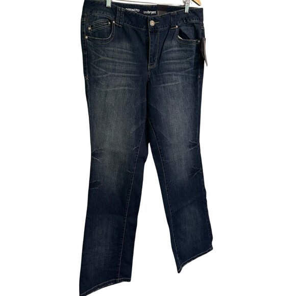 Y2K Retro Bootcut Jeans Dark Wash Distressed Fade Denim Size 20 NWT - Picture 2 of 6